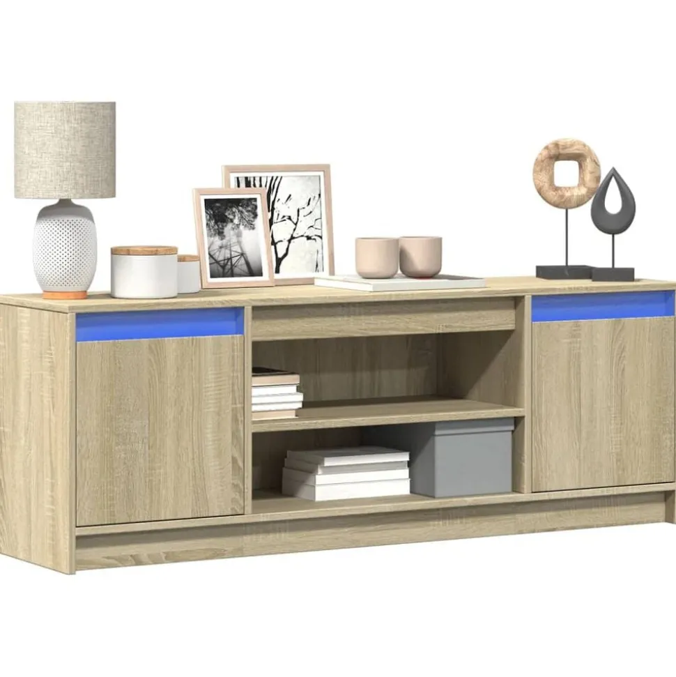 vidaXL Tv-meubel met LED 139,5x34x50 cm bewerkt hout sonoma eikenkleur