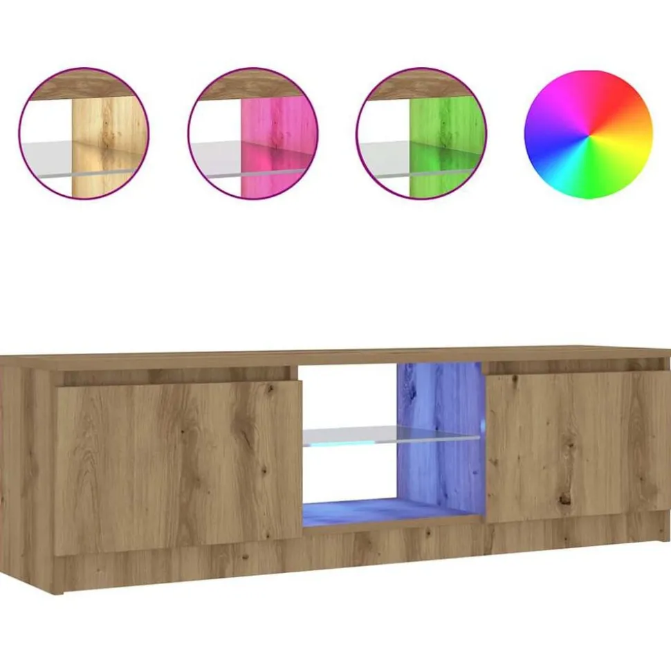 vidaXL Tv-meubel met LED 120x30x36 cm bewerkt hout artisanaal eiken