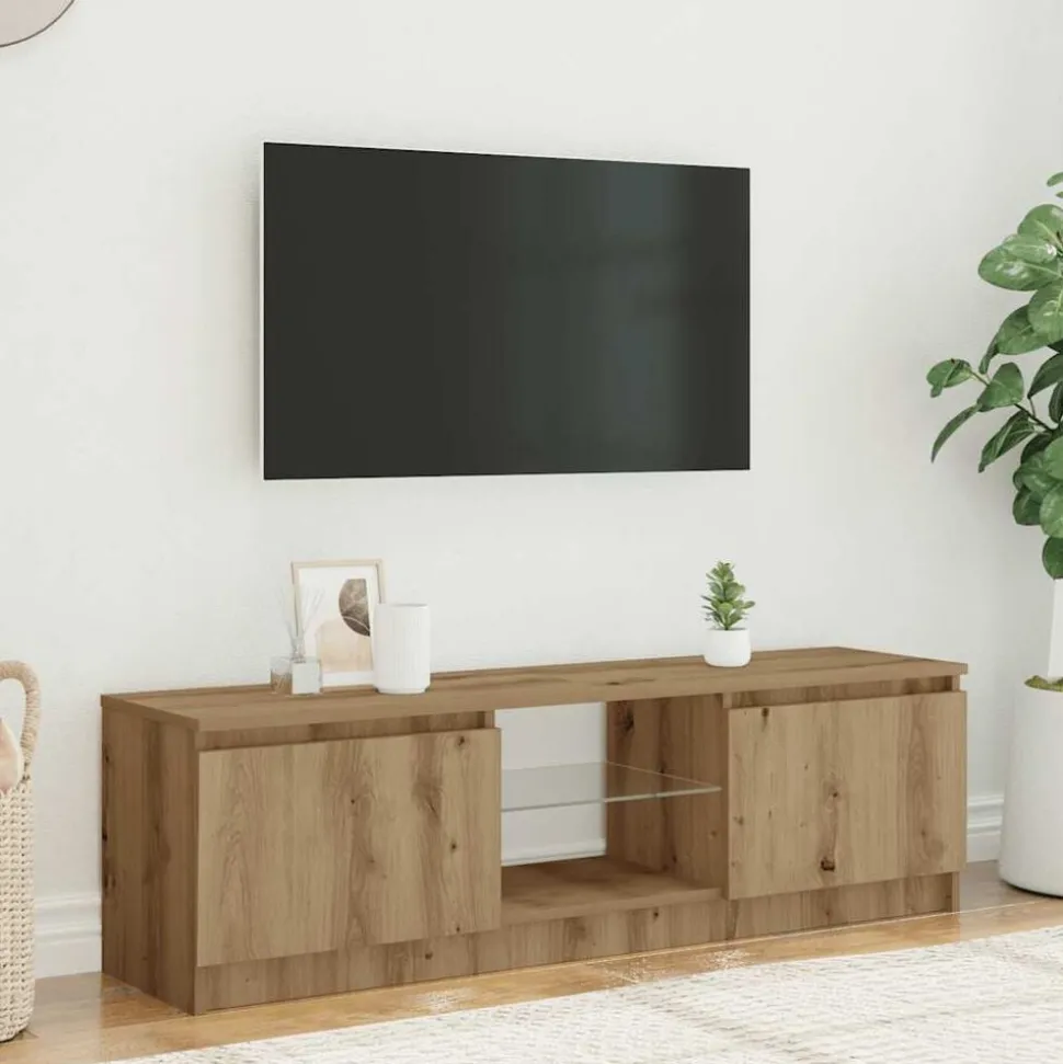 vidaXL Tv-meubel met LED 120x30x36 cm bewerkt hout artisanaal eiken