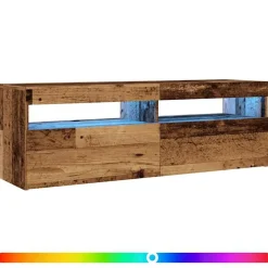 vidaXL Tv-meubel met LED 120x35x40 cm bewerkt hout oud hout