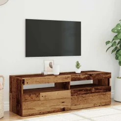 vidaXL Tv-meubel met LED 120x35x40 cm bewerkt hout oud hout