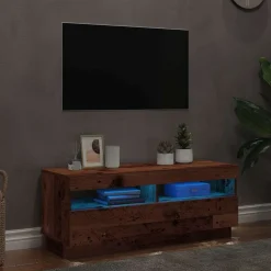 vidaXL Tv-meubel met LED 100x35x40 cm bewerkt hout oud hout
