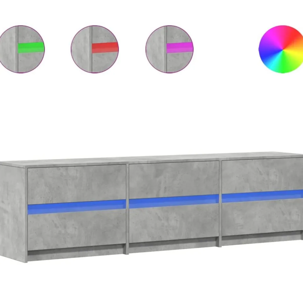 vidaXL Tv-meubel met LED 180x34x50 cm bewerkt hout betongrijs