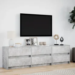 vidaXL Tv-meubel met LED 180x34x50 cm bewerkt hout betongrijs