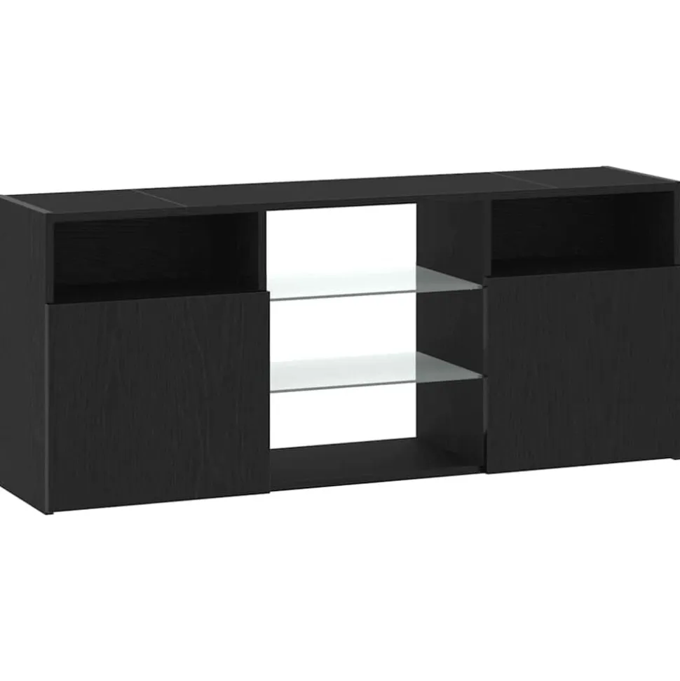 vidaXL Tv-meubel met LED 120x30x50 cm bewerkt hout zwart eiken