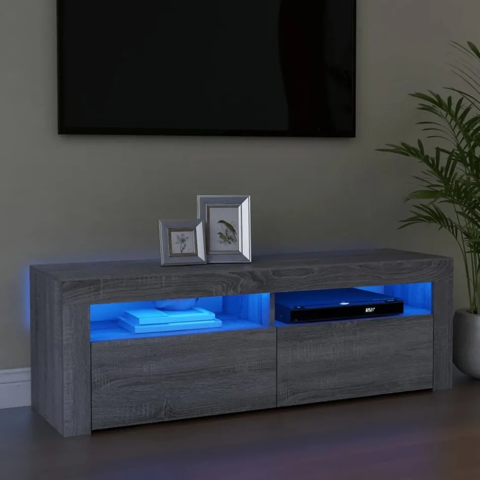 vidaXL Tv-meubel met LED-verlichting 120x35x40 cm grijs sonoma eiken