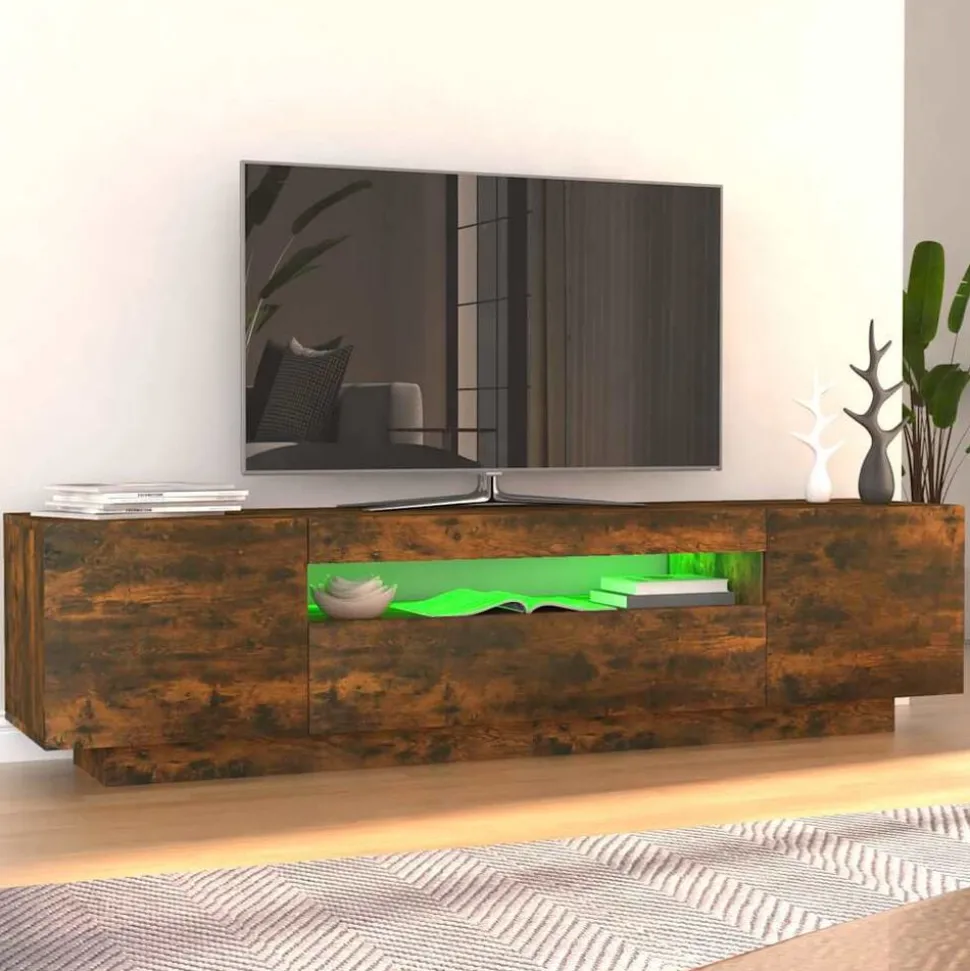 vidaXL Tv-meubel met LED-verlichting 160x35x40 cm gerookt eikenkleurig