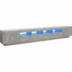 vidaXL Tv-meubel met LED-verlichting 260x35x40 cm betongrijs