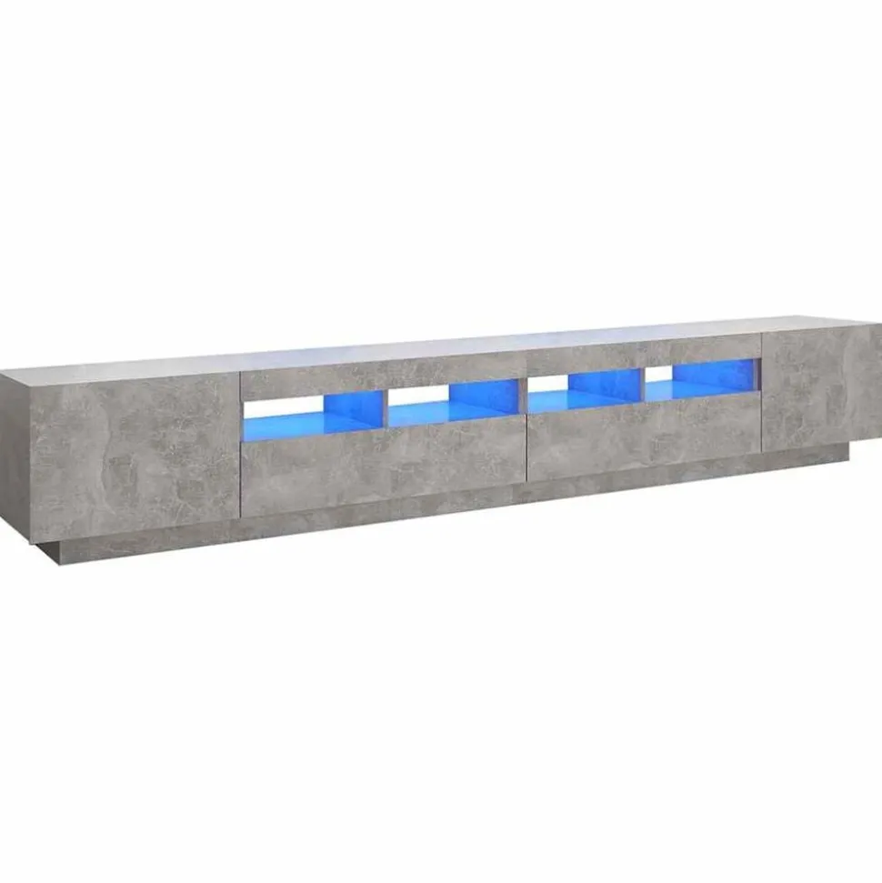 vidaXL Tv-meubel met LED-verlichting 260x35x40 cm betongrijs