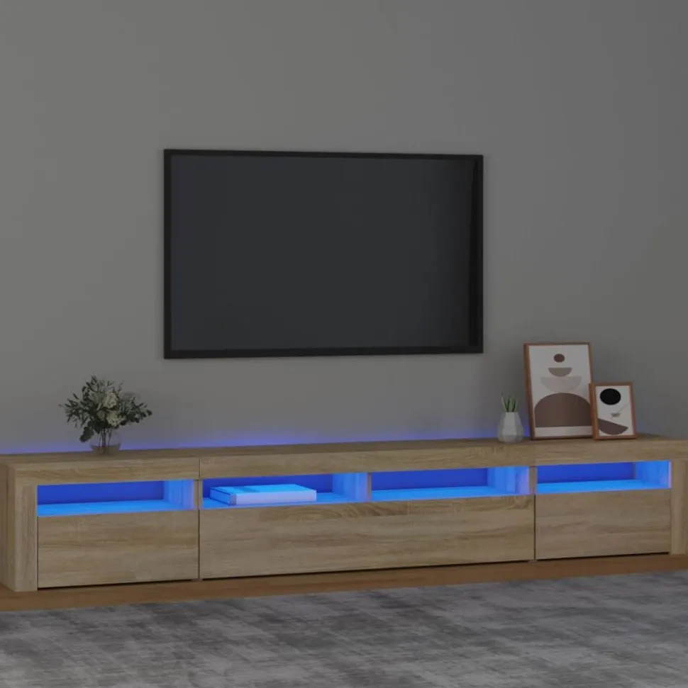 vidaXL Tv-meubel met LED-verlichting 240x35x40 cm sonoma eikenkleurig