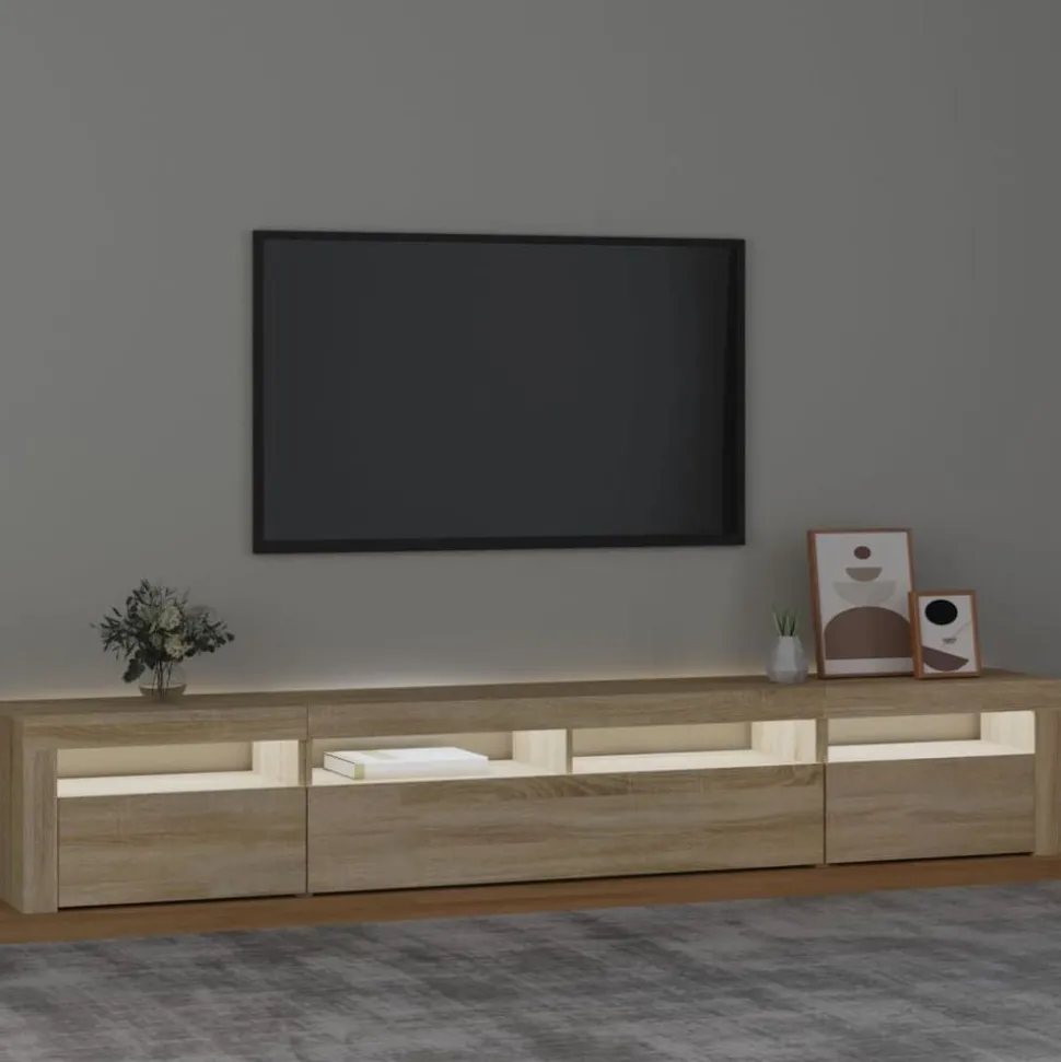 vidaXL Tv-meubel met LED-verlichting 240x35x40 cm sonoma eikenkleurig