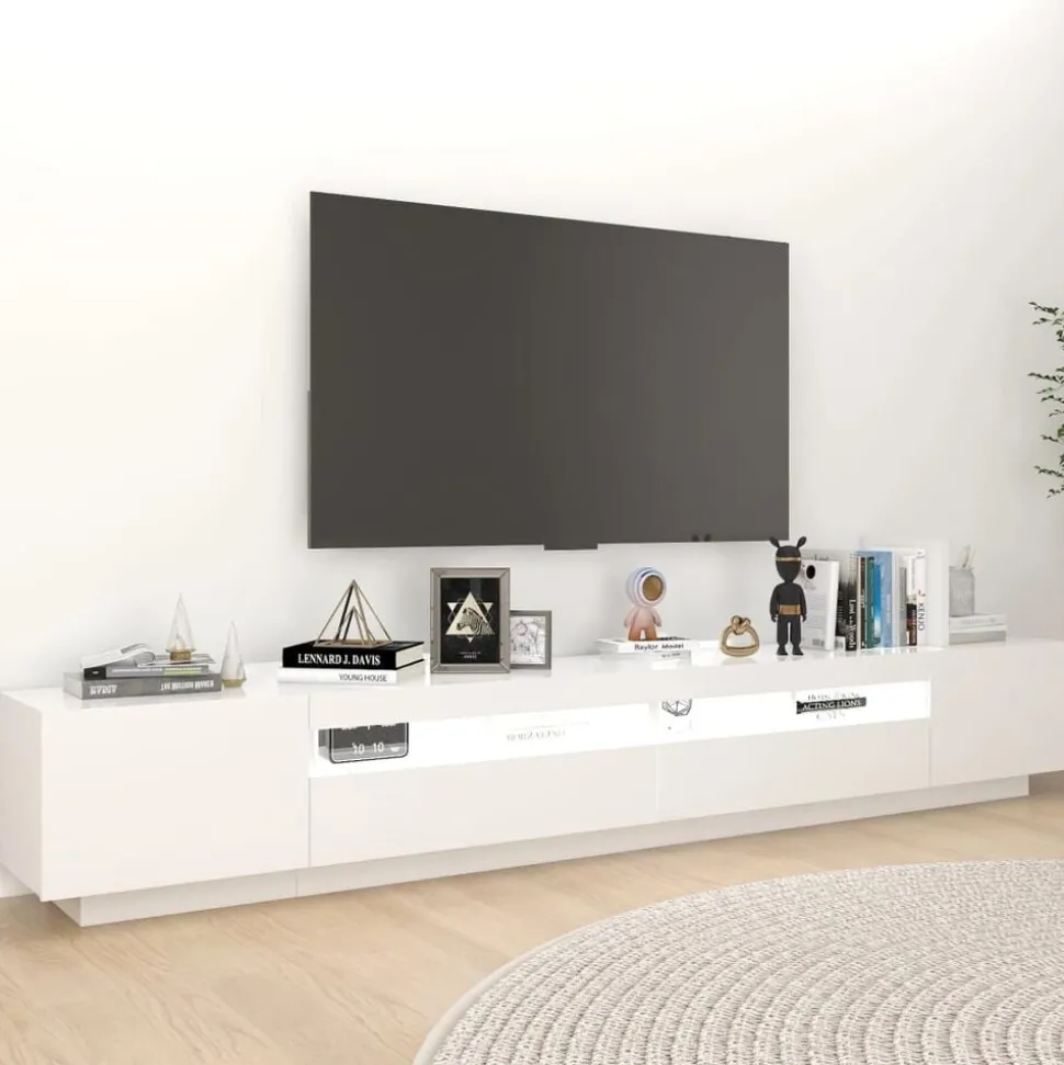 vidaXL Tv-meubel met LED-verlichting 260x35x40 cm wit