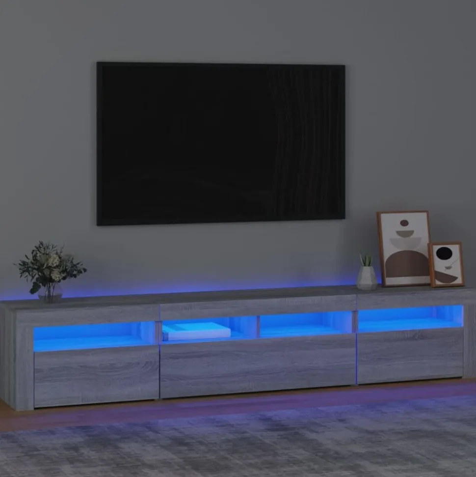 vidaXL Tv-meubel met LED-verlichting 210x35x40 cm grijs sonoma eiken