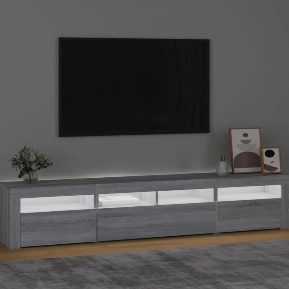 vidaXL Tv-meubel met LED-verlichting 210x35x40 cm grijs sonoma eiken