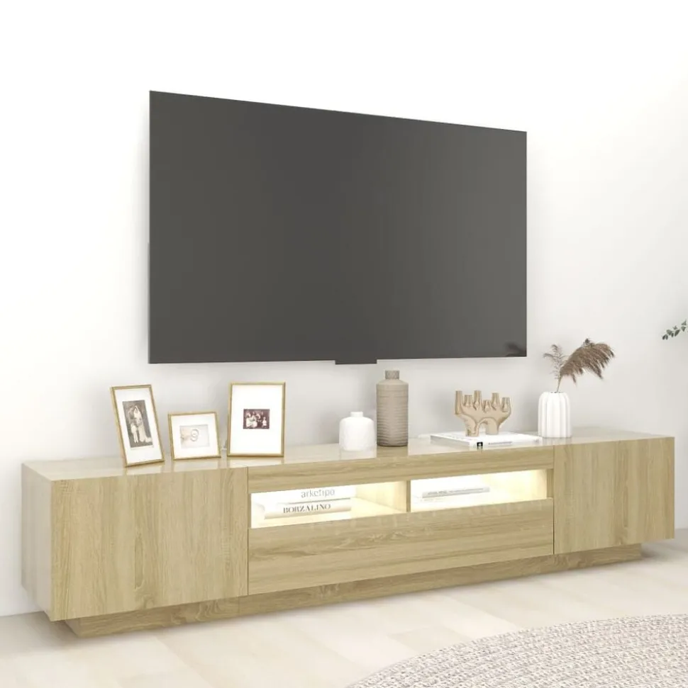 vidaXL Tv-meubel met LED-verlichting 200x35x40 cm sonoma eikenkleurig