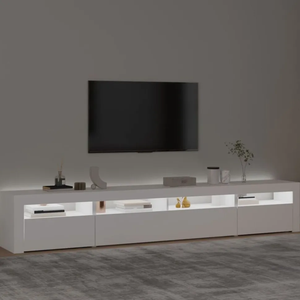 vidaXL Tv-meubel met LED-verlichting 240x35x40 cm wit