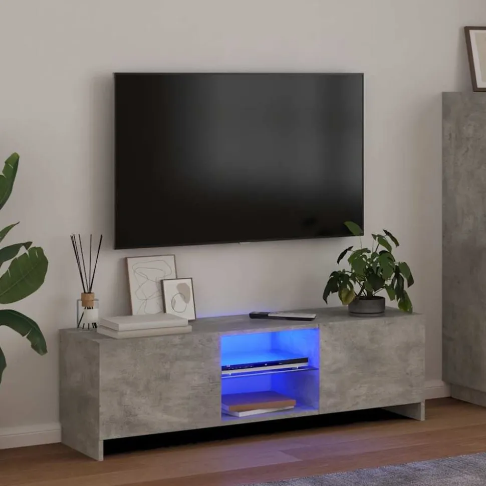 vidaXL Tv-meubel met LED-verlichting 120x30x36 cm betongrijs