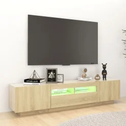 vidaXL Tv-meubel met LED-verlichting 180x35x40 cm sonoma eikenkleurig