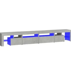 vidaXL Tv-meubel met LED-verlichting 260x36,5x40 cm betongrijs