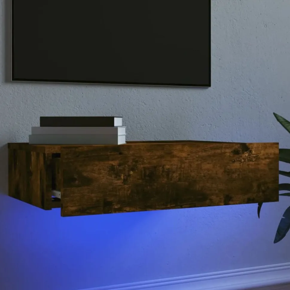 vidaXL Tv-meubel met LED-verlichting 60x35x15,5 cm gerookt eikenkleur
