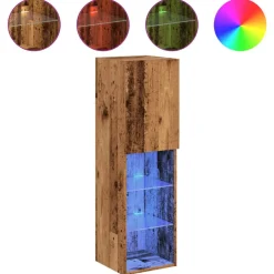 vidaXL Tv-meubel met LED-verlichting 30,5x30x102 cm oud houtkleurig