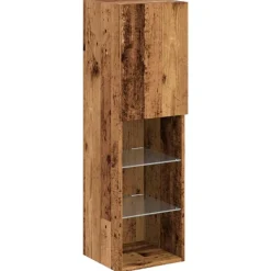 vidaXL Tv-meubel met LED-verlichting 30,5x30x102 cm oud houtkleurig