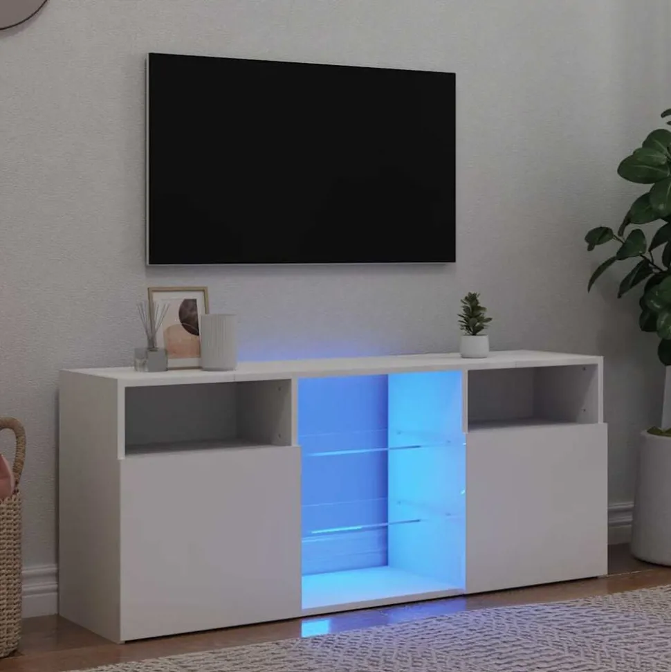 vidaXL Tv-meubel met LED-verlichting 120x30x50 cm wit