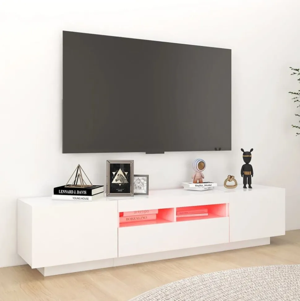 vidaXL Tv-meubel met LED-verlichting 180x35x40 cm wit