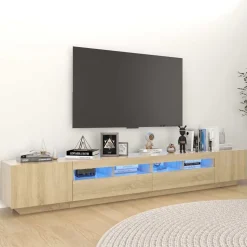 vidaXL Tv-meubel met LED-verlichting 260x35x40 cm sonoma eikenkleurig