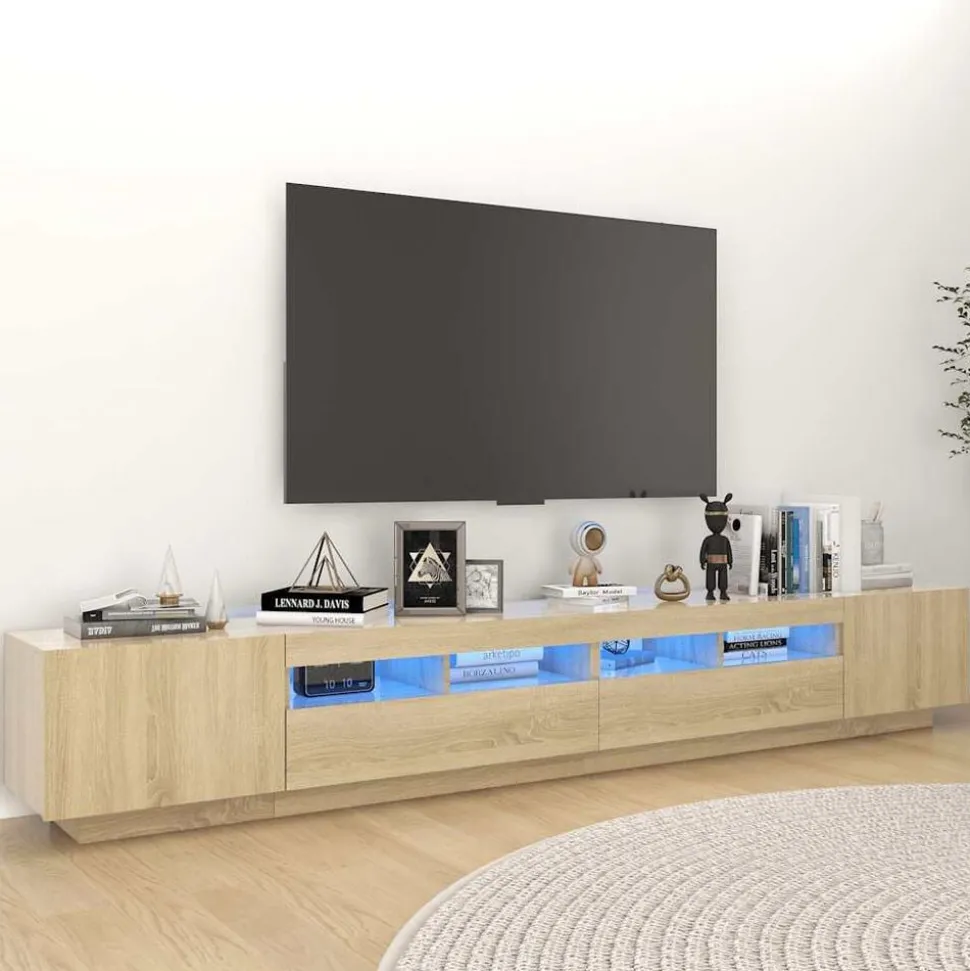 vidaXL Tv-meubel met LED-verlichting 260x35x40 cm sonoma eikenkleurig