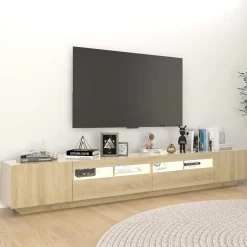 vidaXL Tv-meubel met LED-verlichting 260x35x40 cm sonoma eikenkleurig