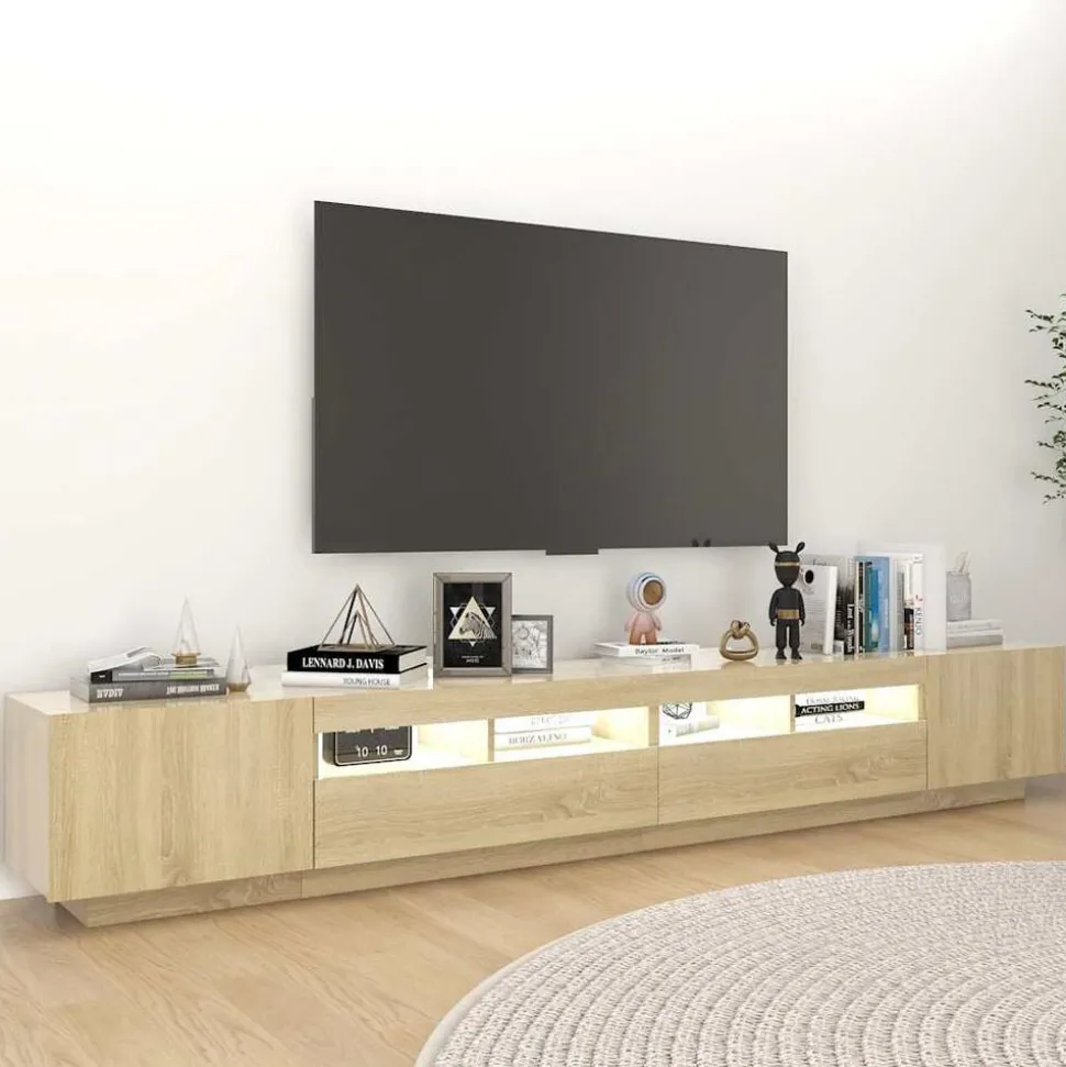vidaXL Tv-meubel met LED-verlichting 260x35x40 cm sonoma eikenkleurig
