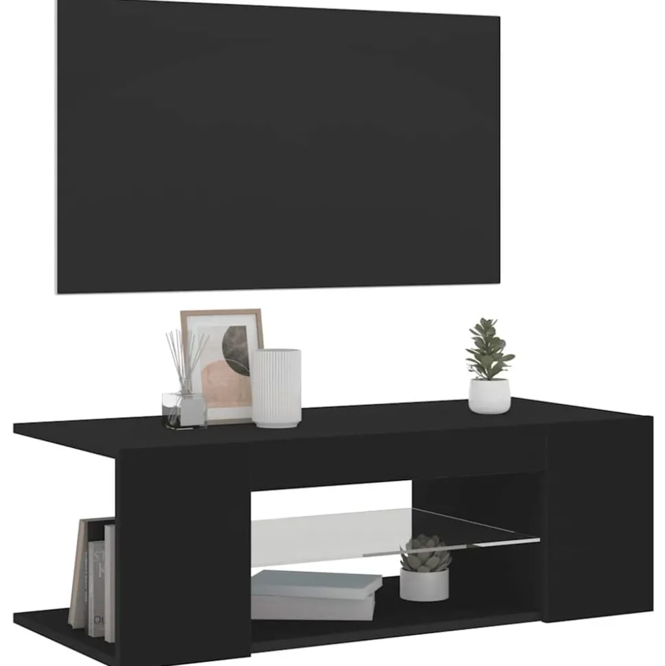 vidaXL Tv-meubel met LED-verlichting 90x39x30 cm zwart