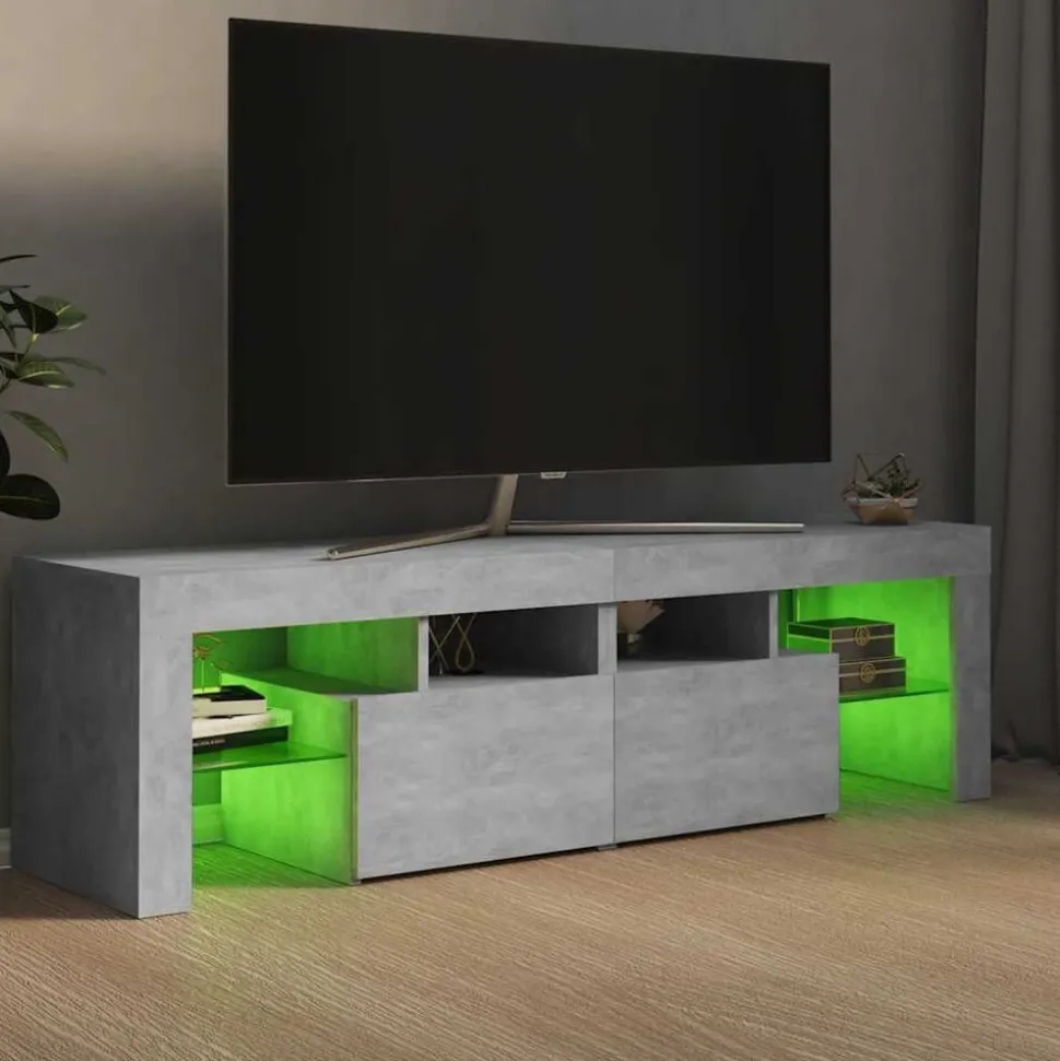 vidaXL Tv-meubel met LED-verlichting 140x36,5x40 cm betongrijs