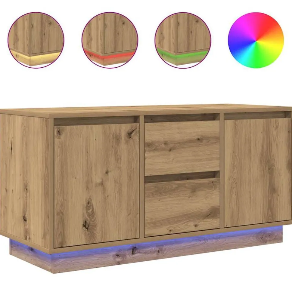 vidaXL Tv-meubel met LED-verlichting 100x41x50 cm artisanaal eiken