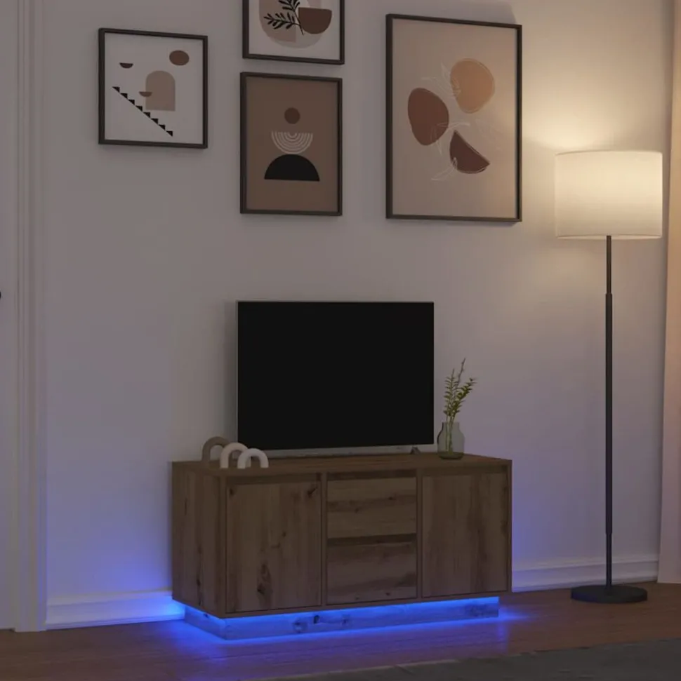 vidaXL Tv-meubel met LED-verlichting 100x41x50 cm artisanaal eiken