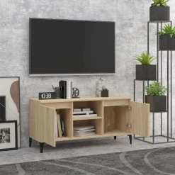 vidaXL Tv-meubel met metalen poten 103,5x35x50 cm sonoma eikenkleurig