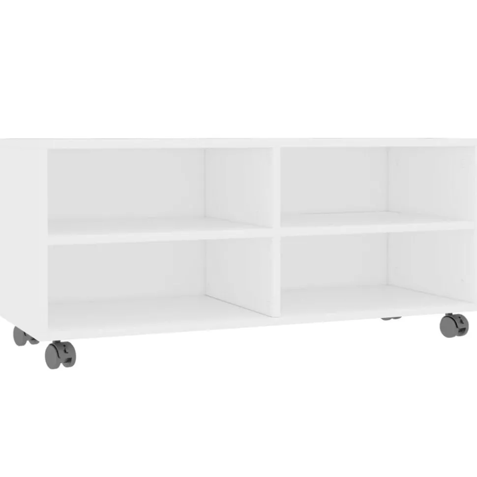 vidaXL Tv-meubel met wieltjes 90x35x35 cm bewerkt hout wit