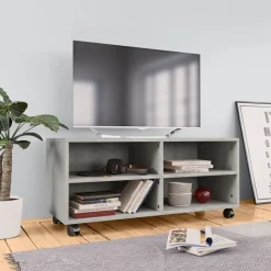 vidaXL Tv-meubel met wieltjes 90x35x35 cm bewerkt hout betongrijs