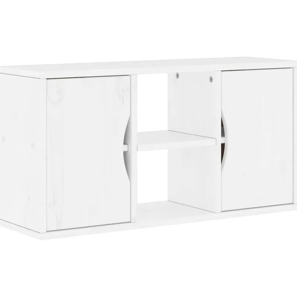 vidaXL Tv-meubel ODDA 79x24x40 cm massief grenenhout wit