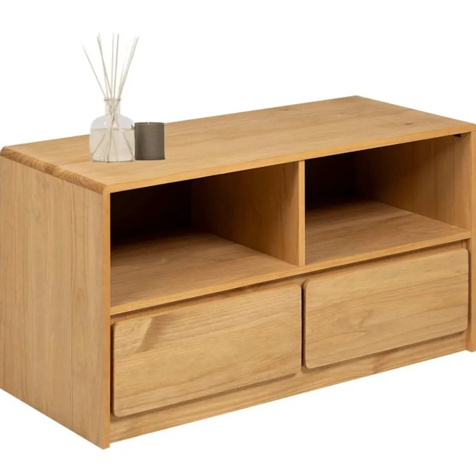 vidaXL Tv-meubel SAUDA 99x43x55 cm massief grenenhout eikenkleurig