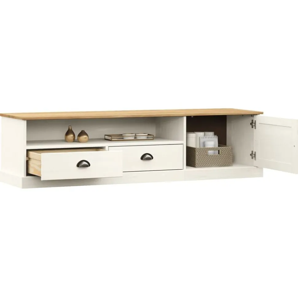 vidaXL Tv-meubel VIGO 156x40x40 cm massief grenenhout wit
