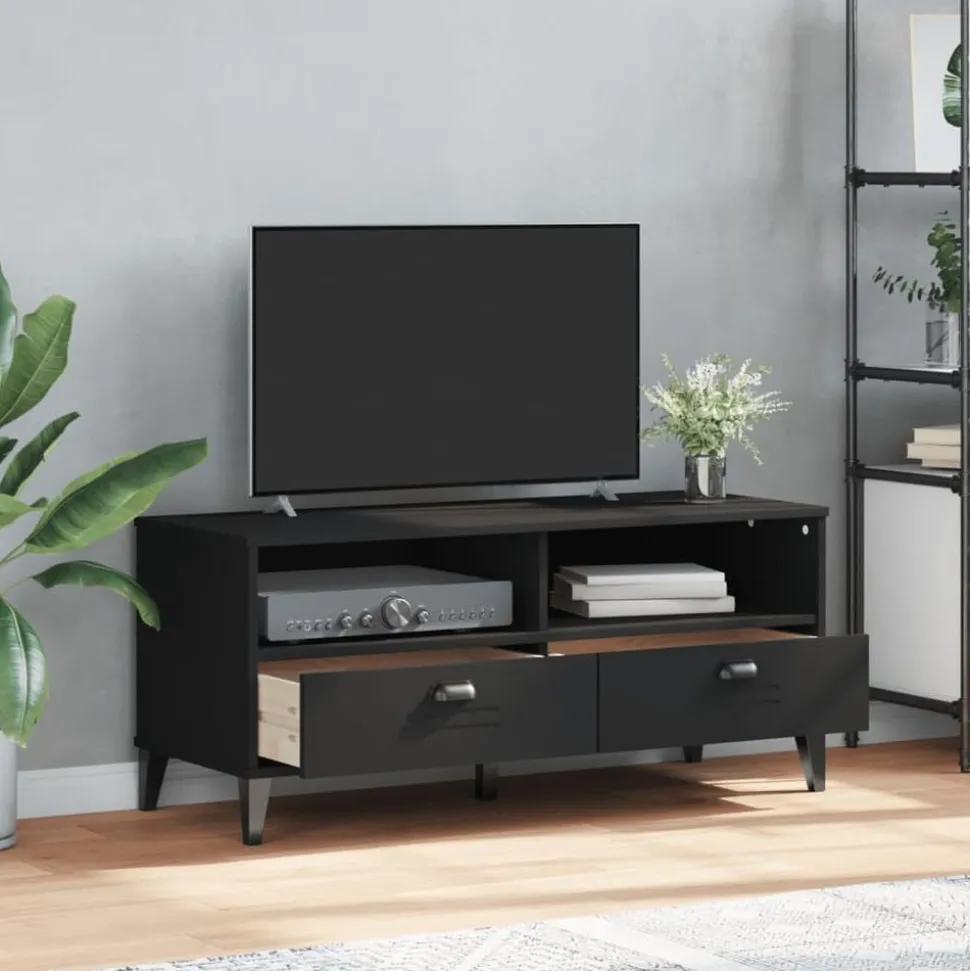 vidaXL Tv-meubel VIKEN bewerkt hout zwart