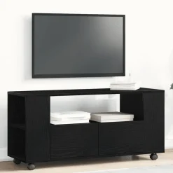 vidaXL Tv-meubel wielen 102x34,5x43 cm spaanplaat zwart eikenkleurig
