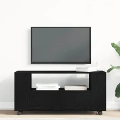 vidaXL Tv-meubel wielen 102x34,5x43 cm spaanplaat zwart eikenkleurig