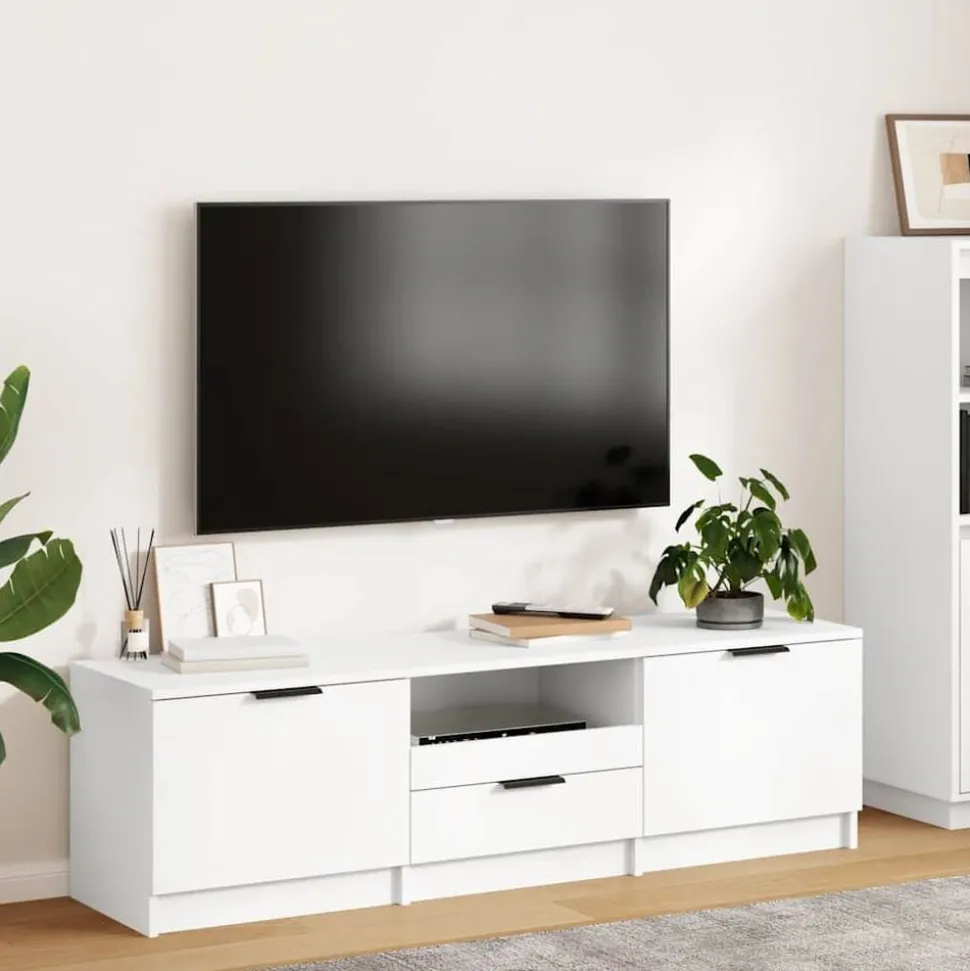 vidaXL Tv-meubel wit 140x35x40 cm bewerkt hout