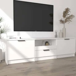 vidaXL Tv-meubel wit 140x35x40 cm bewerkt hout