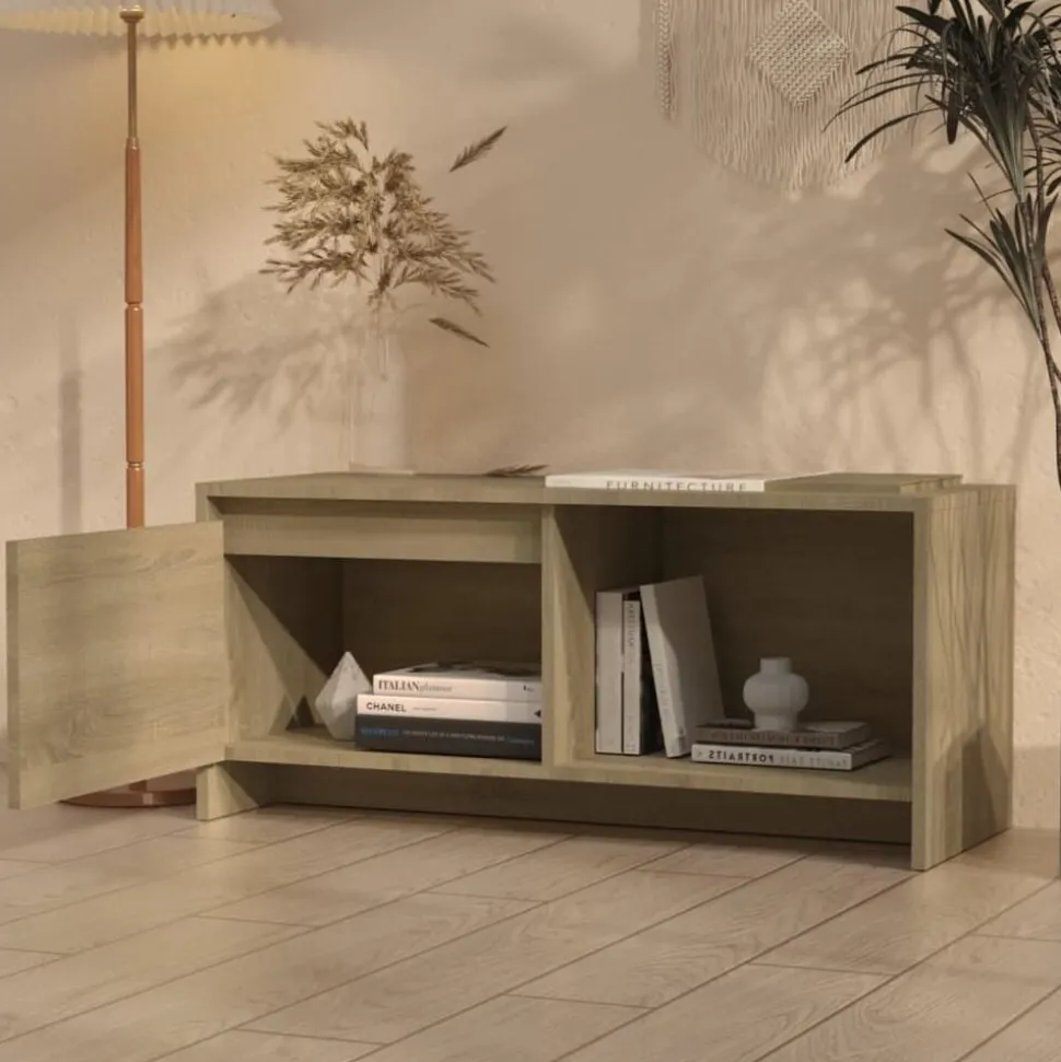 vidaXL Tv-meubel 90x35x40 cm bewerkt hout sonoma eikenkleurig