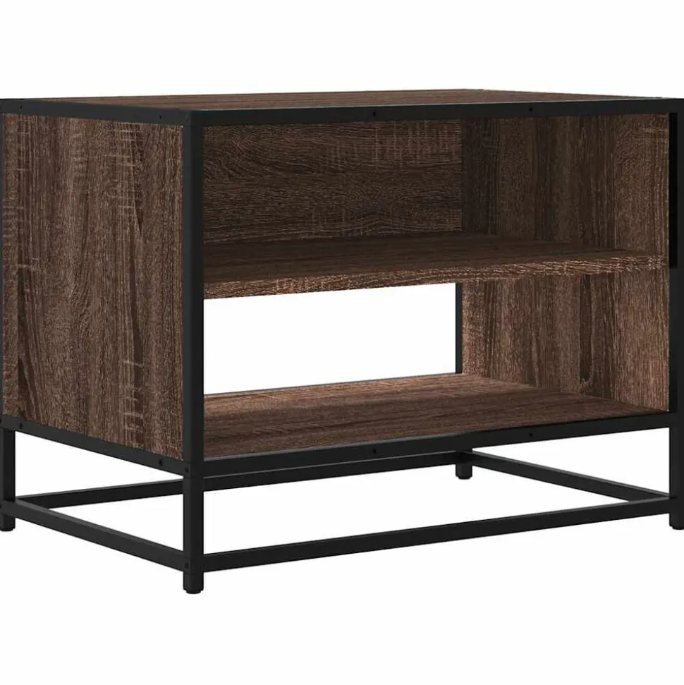 vidaXL Tv-meubel 61x40x46 cm bewerkt hout metaal bruin eikenkleur