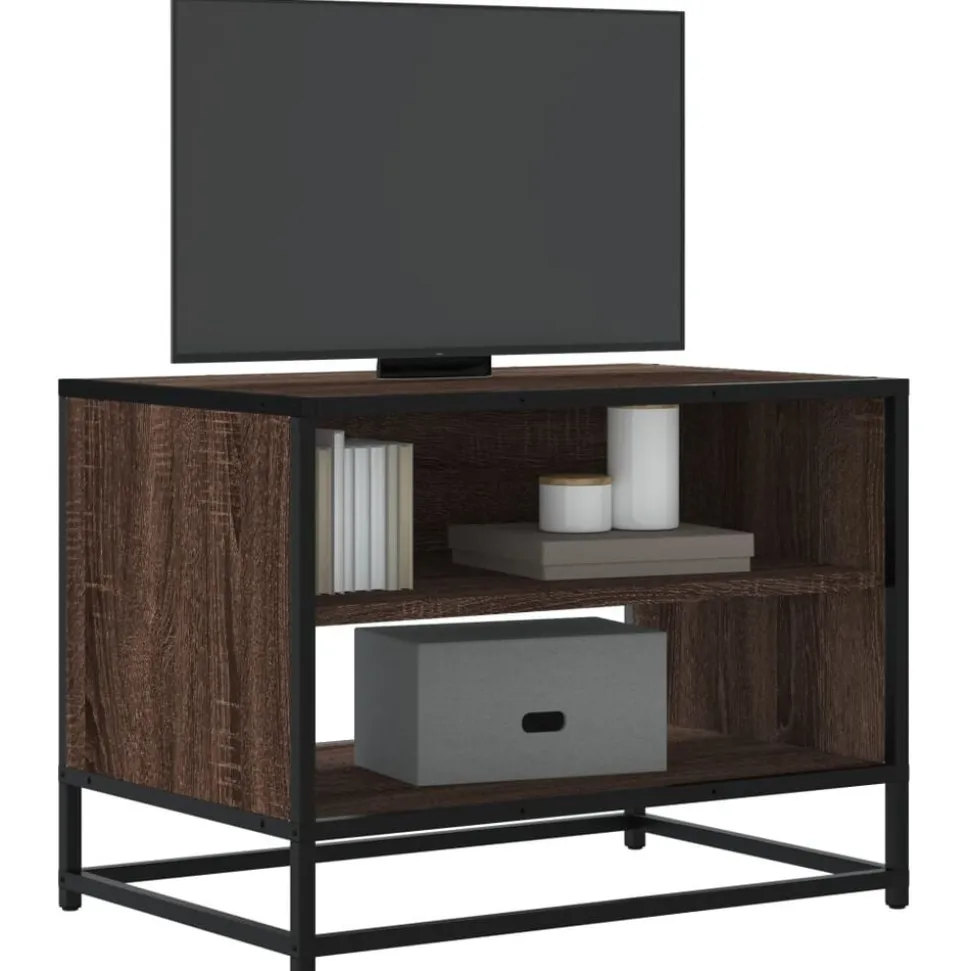 vidaXL Tv-meubel 61x40x46 cm bewerkt hout metaal bruin eikenkleur